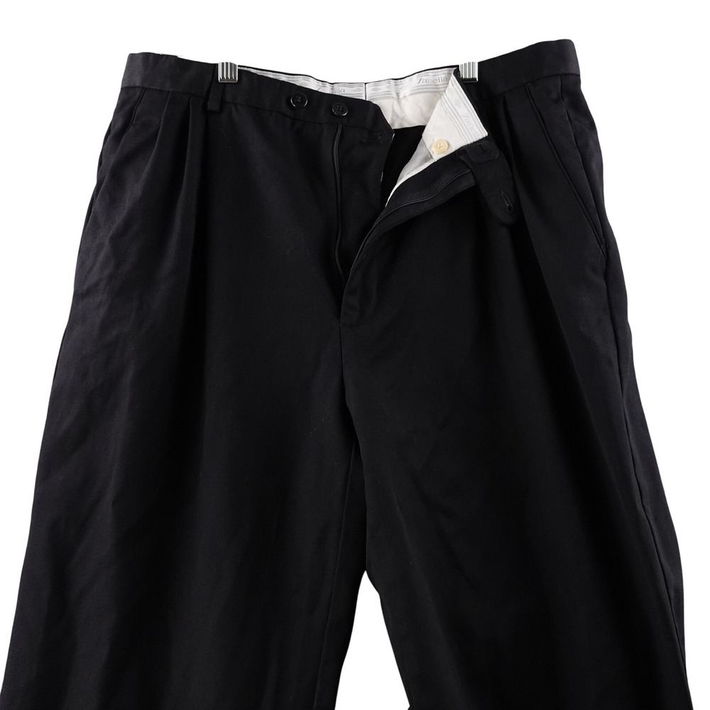 Zanella Men 34 Black Pleated Dress Pants Tailored Italian Wool Blend Alter Italy
